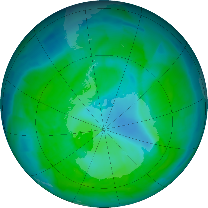 Antarctic ozone map for 29 December 2011